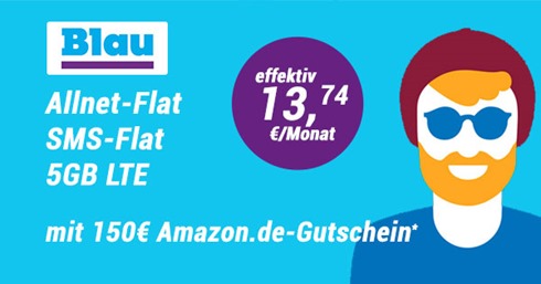 Bild zu [letzte Chance] Blau.de mit einer 5GB LTE Datenflat, SMS Flat + Sprachflat im o2 Netz für effektiv 13,74€/Monat