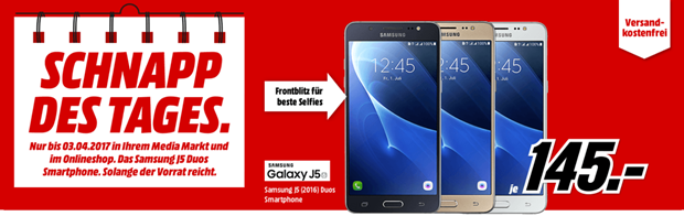 Bild zu Samsung Galaxy J5 (2016) Duos Smartphone für 145€