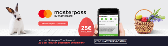 Bild zu Rakuten: 25€ Rabatt bei Bezahlung mit Masterpass (ab 80€ MBW)