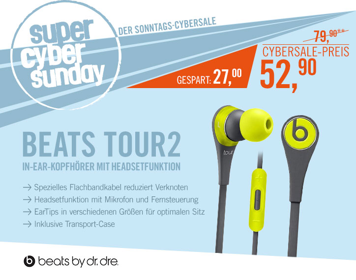 Bild zu In-Ear-Kopfhörer Beats Tour2 mit Headsetfunktion für 52,90€