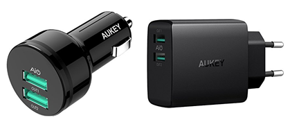 Bild zu AUKEY USB Ladegerät 24W 2 USB Port für 7,99€ oder AUKEY Kfz Ladegerät 24W Dual Port für 6,99€