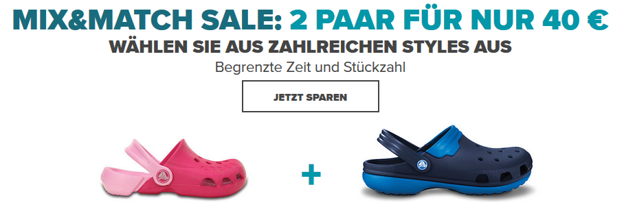 Bild zu Mix & Match Sale: 2 Paar Crocs für 40€ inklusive kostenloser Lieferung