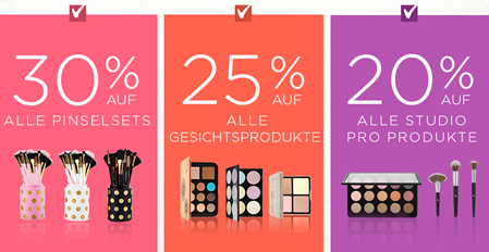 Bild zu bhcosmetics.de: 30% auf alle Pinsel, 25% auf alle Gesichtsprodukte, 20% auf alle Studio Pro Produkte