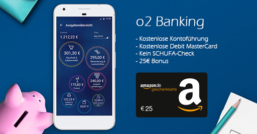 Bild zu o2 Banking: 25€ Amazon.de-Gutschein* sichern für kostenloses Konto ohne Schufa