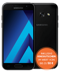 Bild zu Smart Surf Telefónica (1GB LTE Datenvolumen, 50 Freiminuten, 50 Frei-SMS) inkl. Samsung Galaxy A3 (19€) + Kinogutschein (Wert: bis zu 50€) für 9,99€/Monat