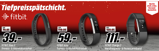 Bild zu MediaMarkt Tiefpreisspätschicht mit Angeboten von FitBit, so z.B. FitBit Alta für 59€ (Vergleich ab  80,95€)