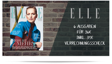 Bild zu 6 Ausgaben der Zeitschrift “ELLE” für 36€ + 35€ Verrechnungsscheck