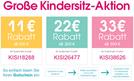 Bild zu babymarkt.de: Kindersitz-Aktion 11€ Rabatt ab 100€, 22€ ab 200€ und 33€ bei 300€
