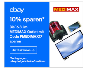 Bild zu eBay: 10% Rabatt auf Artikel im Medimax Outlet (bei Bezahlung per PayPal)