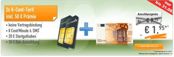 Bild zu 2 x Klarmobil Karte im Vodafone-Netz mit je 10€ Guthaben + 30€ Bar Auszahlung für 3,90€