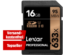 Bild zu LEXAR Professional 633x SDHC Karte, 16 GB, 95 MB/s für 7€