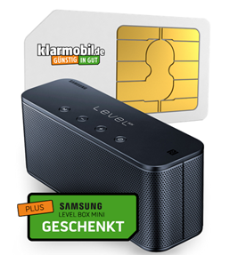 Bild zu [Top] Klarmobil: Vodafone Netz mit 100 Minuten inkl. 1000MB Daten für 4,95€/Monat inkl gratis Samsung Level Box mini (Wert 45€)