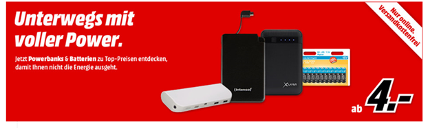 Bild zu MediaMarkt: Batterie-Packs ab 4€, Powerbanks ab 5€ inklusive Versand, so z.B. Inteso 5000 mAh für 6€ (Vergleich 12,85€)