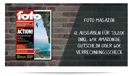 Bild zu 12 Ausgaben “Foto Magazin” für 73,20€ + 65€ Amazon.de Gutschein als Prämie (oder 60€ Verrechnungscheck)