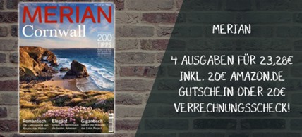Bild zu 4 Ausgaben der Zeitschrift “MERIAN” für 23,28€ + 20€ Amazon.de Gutschein oder 20€ Verrechnungsscheck