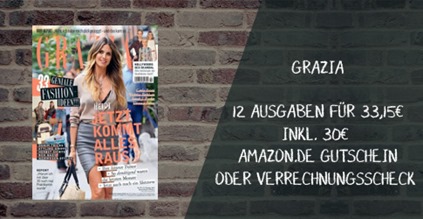 Bild zu 17 Ausgaben der Zeitschrift “Grazia” für 33,15 + 30€ Verrechnungsscheck