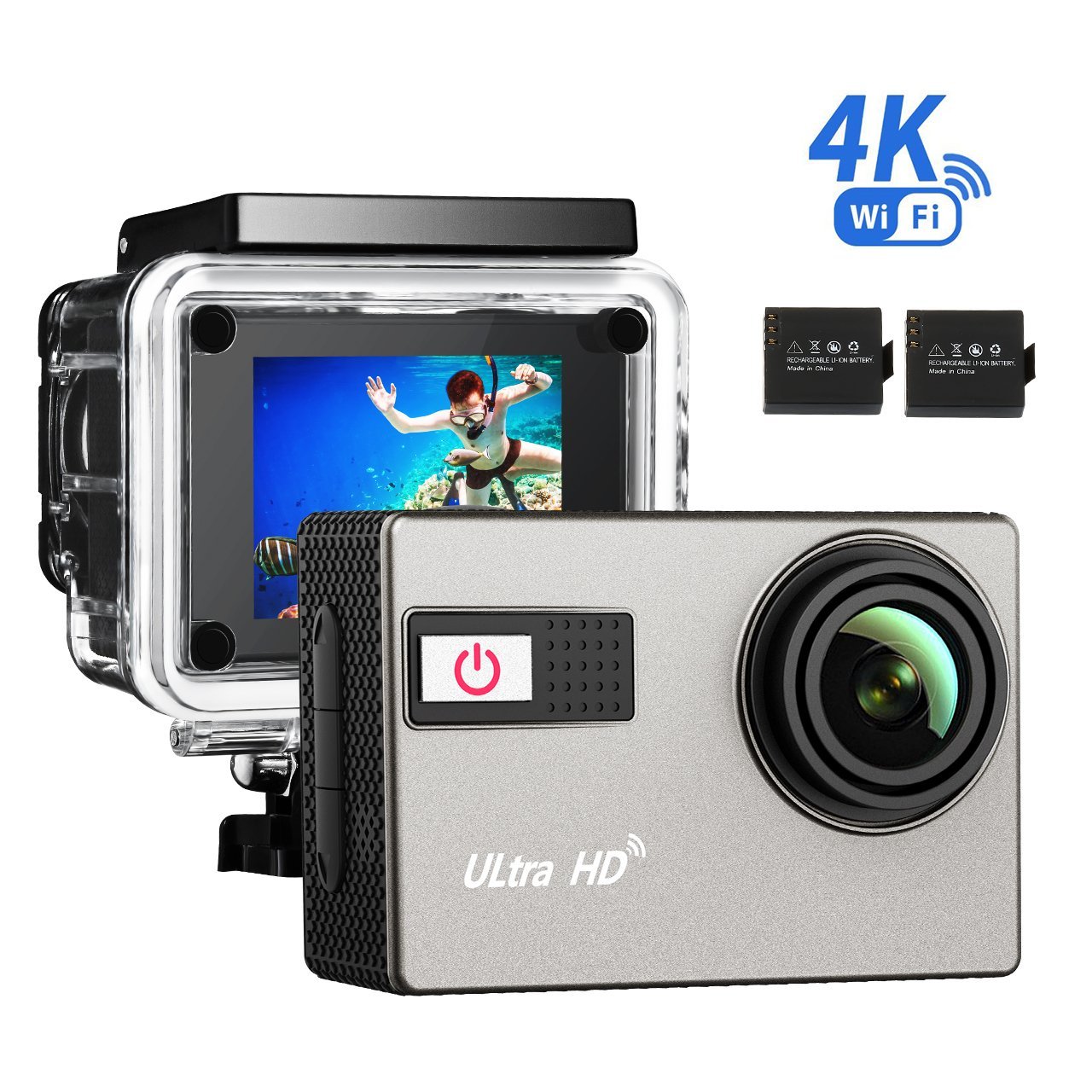 Bild zu 4K Action-Kamera TopElek 2.0 mit zwei Akkus und Zubehör für 49,59€