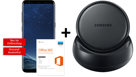 Bild zu [Knaller – nur 111x] Samsung S8 inkl. Samsung Dex + Office 365 (einmalig 11€) mit Smart Surf Tarif (50 Freiminuten, 50 Frei SMS, 2GB Datenvolumen) für 19,99€/Monat