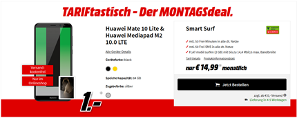 Bild zu [Top] Huawei Mate 10 Lite + Huawei MediaPad M2 LTE inkl. Tarif (2GB Daten usw.) für 400,75€ Gesamtkosten (Vergleich nur Hardware = 528,98€)