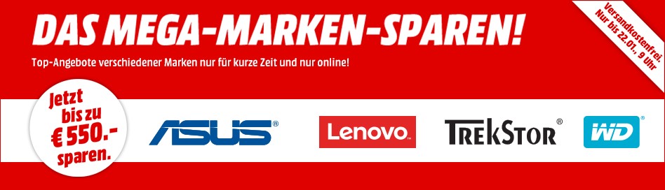 Bild zu MediaMarkt: Mega Marken Sparen mit Angeboten von Asus, Lenovo, TrekStor und WD