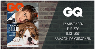 Bild zu 12 Ausgaben der Zeitschrift “GQ” für 57€ inkl. 50€ Amazon Gutschein für den Werber