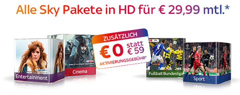 Bild zu [endet heute] Sky Komplett mit Entertainment, Bundesliga, Sport + Cinema und alles in HD inkl. Sky Go + HD Receiver für 29,99€ im Monat (anstatt 76,99€)