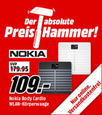 Bild zu MediaMarkt “Preishammer”: NOKIA Body Cardio Personenwaage für 109€ inkl. Versand (Vergleich: 147,55€)