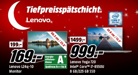 Bild zu Media Markt “Tiefpreisspätschicht” mit verschiedenen Angeboten von Lenovo, so z.B. Lenovo Yoga 720 für 999€ (Vergleich: 1.199€)