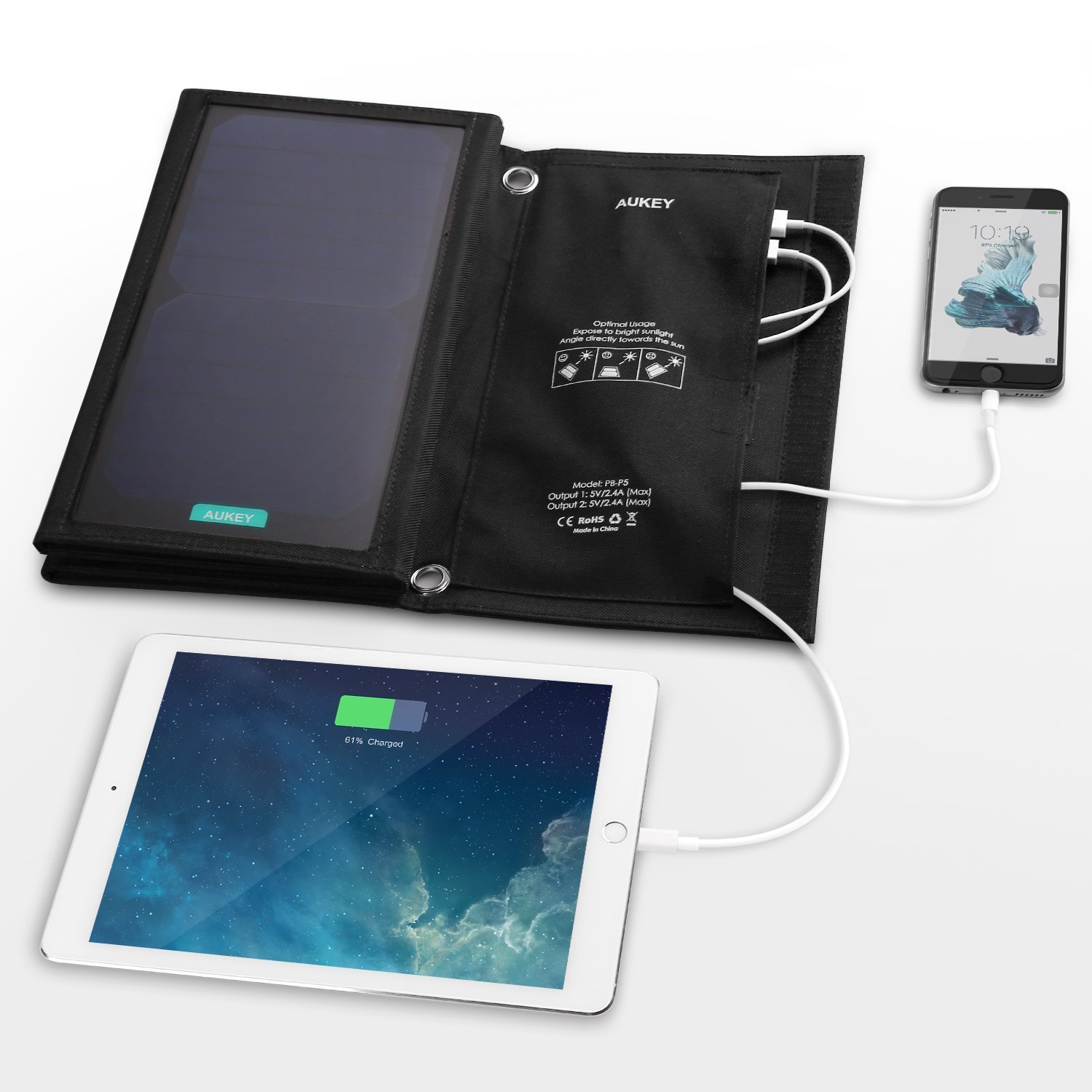 Bild zu AUKEY PB-P5 Solar Ladegerät mit 2 USB-Ports für 21,99€