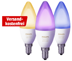 Bild zu 3er Set E14 Philips Hue White & Color LED Lampen für 88€