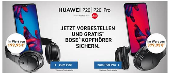 Bild zu Huawei P20 (1€) im Vodafone Netz mit 2GB Daten + Sprachflat für 26,99€/Monat
