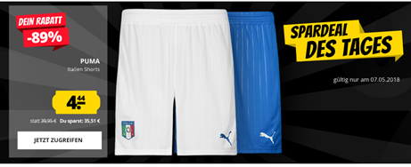 Bild zu SportSpar: Italien PUMA Herren Heim/Auswärts Shorts für je 4,44€ zzgl. 3,95€ Versand