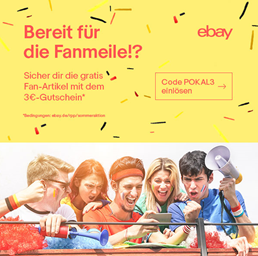 Bild zu eBay: 3€ Rabatt auf Fan-Artikel, somit kostenlose Artikel möglich