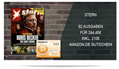 Bild zu 52 Ausgaben “Stern” für 244,40€ inkl. 210€ Amazon Gutschein als Prämie für den Werber
