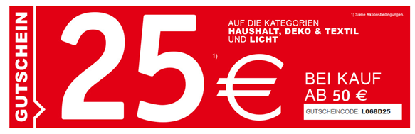 Bild zu [Top] XXXLutz: 25€ Rabatt auf die Kategorien Haushalt, Deko & Textil sowie Licht ab einem Bestellwert von 50€