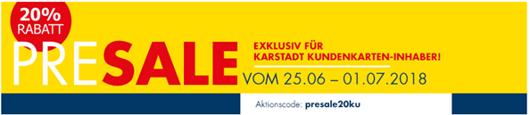 Bild zu Karstadt: Pre-Sale mit 20% Extra Rabatt auf ausgewählte Kategorien (nur für Kundenkarten-Inhaber)