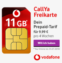 Bild zu Vodafone CallYa Karte komplett kostenlos anfordern + gebuchte Optionen gelten auch im EU-Ausland + bis zu 11GB Extra Datenvolumen