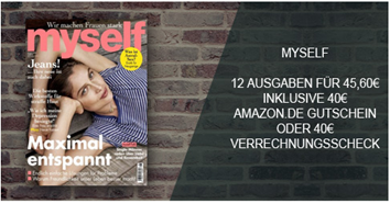 Bild zu 12 Ausgaben der Zeitschrift “myself” für 45,60€ + 40€ Verrechnungsscheck