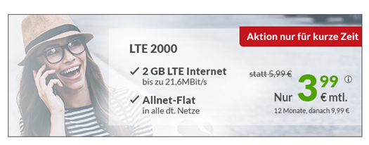 Bild zu Maxxim: 2GB LTE Datenflat + SMS sowie Allnet Flat im o2 Netz für 6,99€/Monat