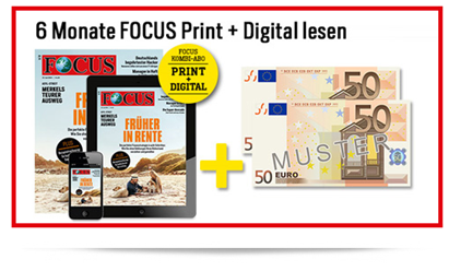 Bild zu Halbjahresabo Focus Print + Digital für 128,70€ + 100€ Verrechnungsscheck als Prämie