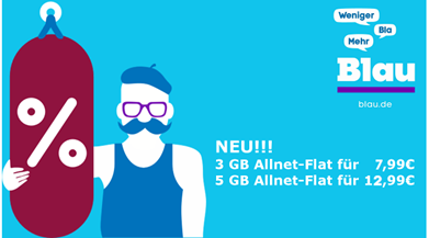 Bild zu Blau.de Allnet Flat (3GB LTE Daten + Allnet Flat + SMS Flat) für 7,99€/Monat