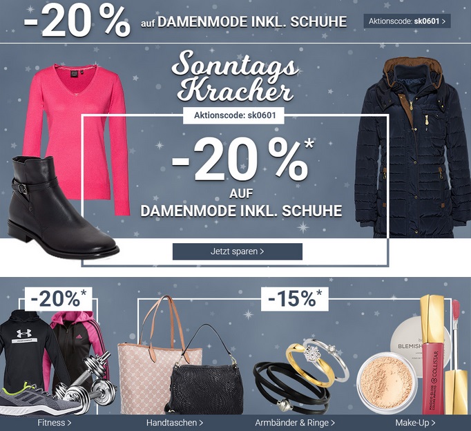 Bild zu Karstadt SonntagsKracher, z.B. 20% Rabatt auf Damenmode inklusive Schuhe