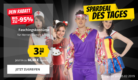 Bild zu SportSpar: Faschingskostüme, z.B. Hippy, Disco, Schneewittchen, Clown für je 3,33€