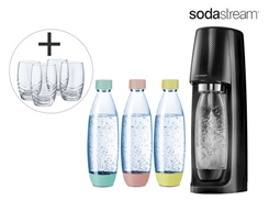 Bild zu SodaStream Spirit Starterset (CO2-Zylinder, 4 Kunststoffflaschen, 4 Gläser) für 65,90€ (Vergleich: 85,75€)