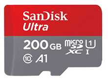 Bild zu SanDisk Ultra 200GB microSDXC Speicherkarte + Adapter (bis zu 100 MB/Sek., Class 10, U1, A1) für 25,99€ (Vergleich: 32,99€)