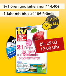 Bild zu Deutsche Post Leserservice: Jahresabo “TV Hören und Sehen” für 109,40€ + bis zu 110€ Prämie
