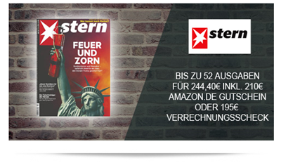 Bild zu [Super] 52 Ausgaben “Stern” für 244,40€ inkl. 210€ Amazon Gutschein für den Werber