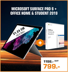 Bild zu MICROSOFT Surface Pro 6 Convertible (Core i5 Prozessor, 8 GB RAM, 128 GB SSD, Intel UHD-Grafik 620) + Office Home and Student 2019 für 803,99€ (Vergleich: 916,85€)