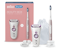 Bild zu BRAUN & Oral-B Beauty Box: Epilierer (Braun Silk épil 9 Senso) und Schallzahnbürste (Slim Luxe 4000) Weiss/Pink für 88€ (VG: 126,98€)