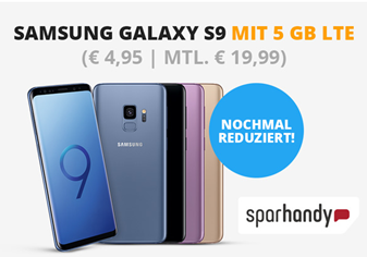Bild zu Samsung S9 (einmalig 4,95€) mit o2 Blue All-in M mit 5GB LTE Daten, SMS Flat, Sprachflat, EU Flat für 19,99€/Monat